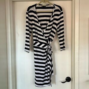 Tommy Hilfiger Blue and White Stripped Wrap Dress Size L